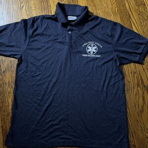 VINTAGE Hanes Cardiac Rescue Technician Polo Shirt XL 80s Single Stitch Blue
